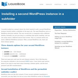 Installing a second WordPress instance in a subfolder - LiquidBook - WordPress Developers