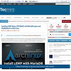 Installing LEMP (Nginx, PHP, MySQL with MariaDB engine and PhpMyAdmin) in Arch Linux