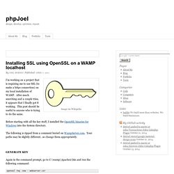 Installing SSL using OpenSSL on a WAMP localhost