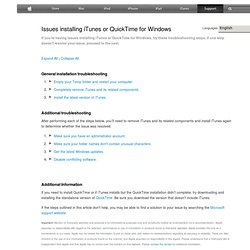 Trouble installing iTunes or QuickTime for Windows