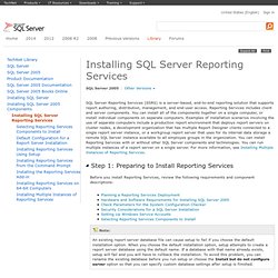 Installing SQL Server Reporting Services