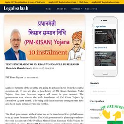 Tenth instalment of PM Kisan Yojana will be released