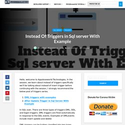 Instead Of Triggers in Sql server With Example