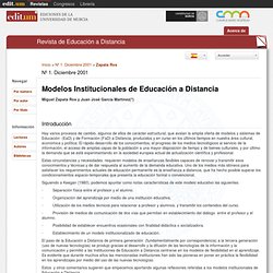 MODELOS INSTITUCIONALES DE EDUCACIÓN A DISTANCIA
