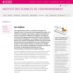 Les enjeux - Institut des Sciences de l'Environnement