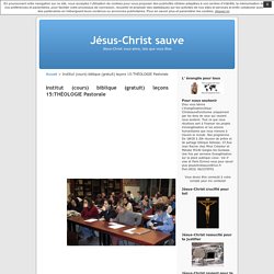 Institut (cours) biblique (gratuit) leçons 15:THÉOLOGIE Pastorale « Jésus-Christ sauve