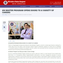 AN MASTER PROGRAM OPENS DOORS TO A VARIETY OF CAREERS - IIBM Institute of Business Management