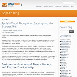 Apple's iCloud: Thoughts on Security and the Storage APIs