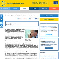 Press releases - La Médiatrice : que font les institutions pour protéger les dénonciateurs?»European Ombudsman