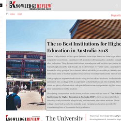 The 10 Best Institutions for Higher Education in Australia 2018 May2018