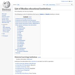 List of Muslim educational institutions