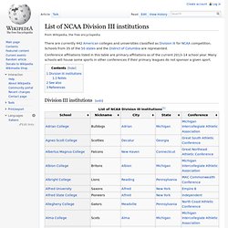 List of NCAA Division III institutions