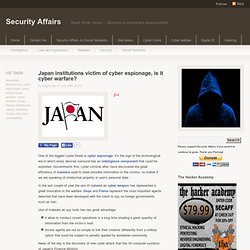 Japan institutions victim of cyber espionage, is it cyber warfare?