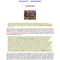 les institutions romaines : les patriciens