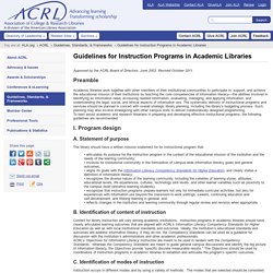 Guidelines for Instruction Programs in Academic Libraries