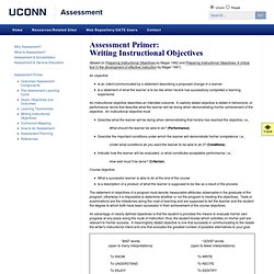 Writing Instructional Objectives › Assessment Primer › Assessment › University of Connecticut