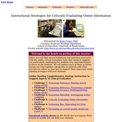 Instructional Strategies for Critically Evaluating Online Information