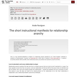 The short instructional manifesto for relationship anarchy