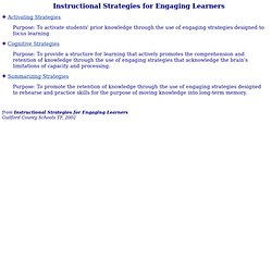 Instructional Strategies for Engaging Learners