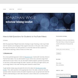How to Add Questions for Students to YouTube Videos