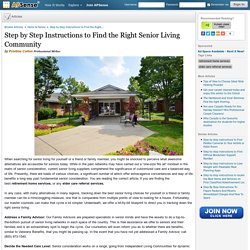 Step by Step Instructions to Find the Right Senior Living Community