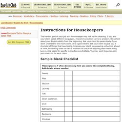 Instructions for Housekeepers