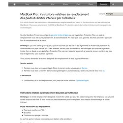 MacBook Pro : instructions relatives au remplacement des pieds du boîtier inférieur par l’utilisateur