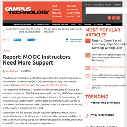 Report: MOOC Instructors Need More Support