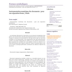 Instrumentation numérique des documents : pour une séparation forme / fonds - Formes symboliques