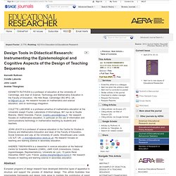 Design Tools in Didactical Research: Instrumenting the Epistemological and Cognitive Aspects of the Design of Teaching Sequences