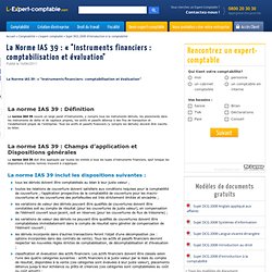 La Norme IAS 39 : « "Instruments financiers : comptabilisation et évaluation"