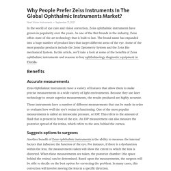 Why People Prefer Zeiss Instruments In The Global Ophthalmic Instruments Market? – Telegraph