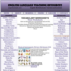 Musical Instruments Vocabulary ESL Worksheets