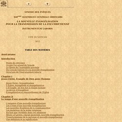Instrumentum Laboris de la XIIIe Assemblée générale ordinaire du Synode des Évêques