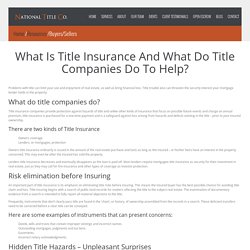 What Is Title Insurance? What Do Title Companies Do? National Title Co