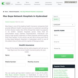 Max Bupa Health Insurance Cashless Network Hospitals in Hyderabad