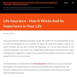 Life Insurance - How It Works And Its Importance In Your Life