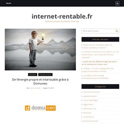 De l’énergie propre et intarissable grâce à Domuneo - internet-rentable.fr
