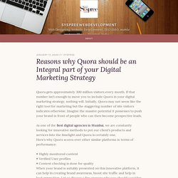Reasons why Quora should be an Integral part of your Digital Marketing Strategy – syspreewebdevelopment