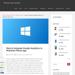 How to integrate Google Analytics to Windows Phone app - Windows App Tutorials