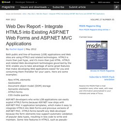 Web Dev Report - Integrate HTML5 into Existing ASP.NET Web Forms and ASP.NET MVC Applications
