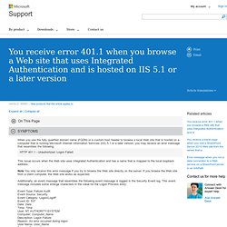 You receive error 401.1 when you browse a Web site that uses Integrated Authentication and is hosted on IIS 5.1 or a later version