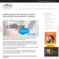 Callbox Integrates With Salesforce: A Better, More Efficient Client Experience in Malaysia - B2B Lead Generation Company Malaysia