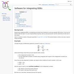Software for integrating ODEs - Introduction to Reactor Design: 3K4