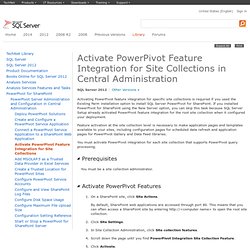 Activate PowerPivot Feature Integration for Site Collections