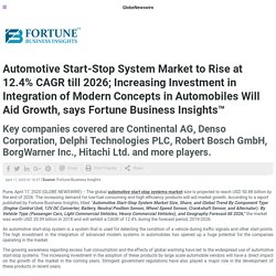 Automotive Start-Stop System Market to Rise at 12.4% CAGR till 2026; Increasing Investment in Integration of Modern Concepts in Automobiles Will Aid Growth, says Fortune Business Insights™