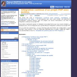Intégration continue d'un projet PHP avec Jenkins
