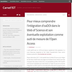 Pour mieux comprendre l’intégration d’oaDOI dans le Web of Science et son éventuelle exploitation comme outil de mesure de l’Open Access – Carnet'IST