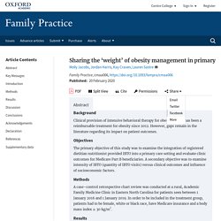 Sharing the ‘weight’ of obesity management in primary care: integration of registered dietitian nutritionists to provide intensive behavioural therapy for obesity for Medicare patients
