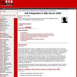 CLR Integration in SQL Server 2005: ASP Alliance